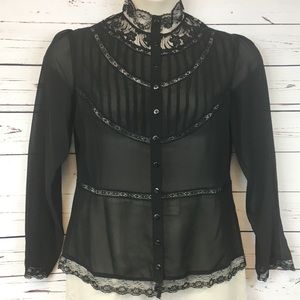 Loulou Lace blouse, black,  made in Italy